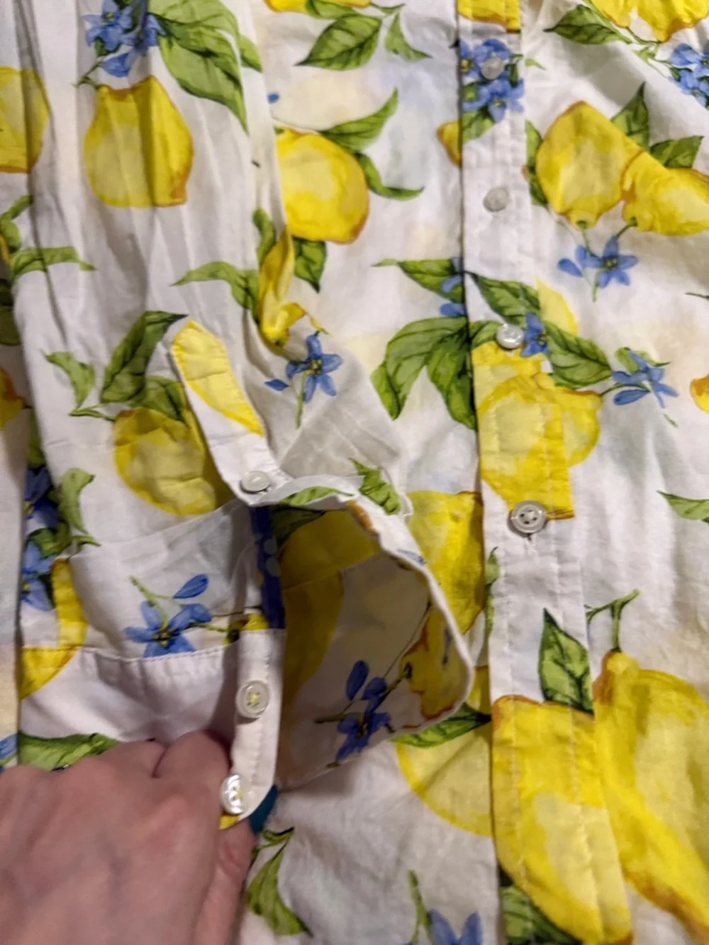 Talbots Lemon Print Button-Down Shirt - Yellow, Green & white - Picture 3 of 6